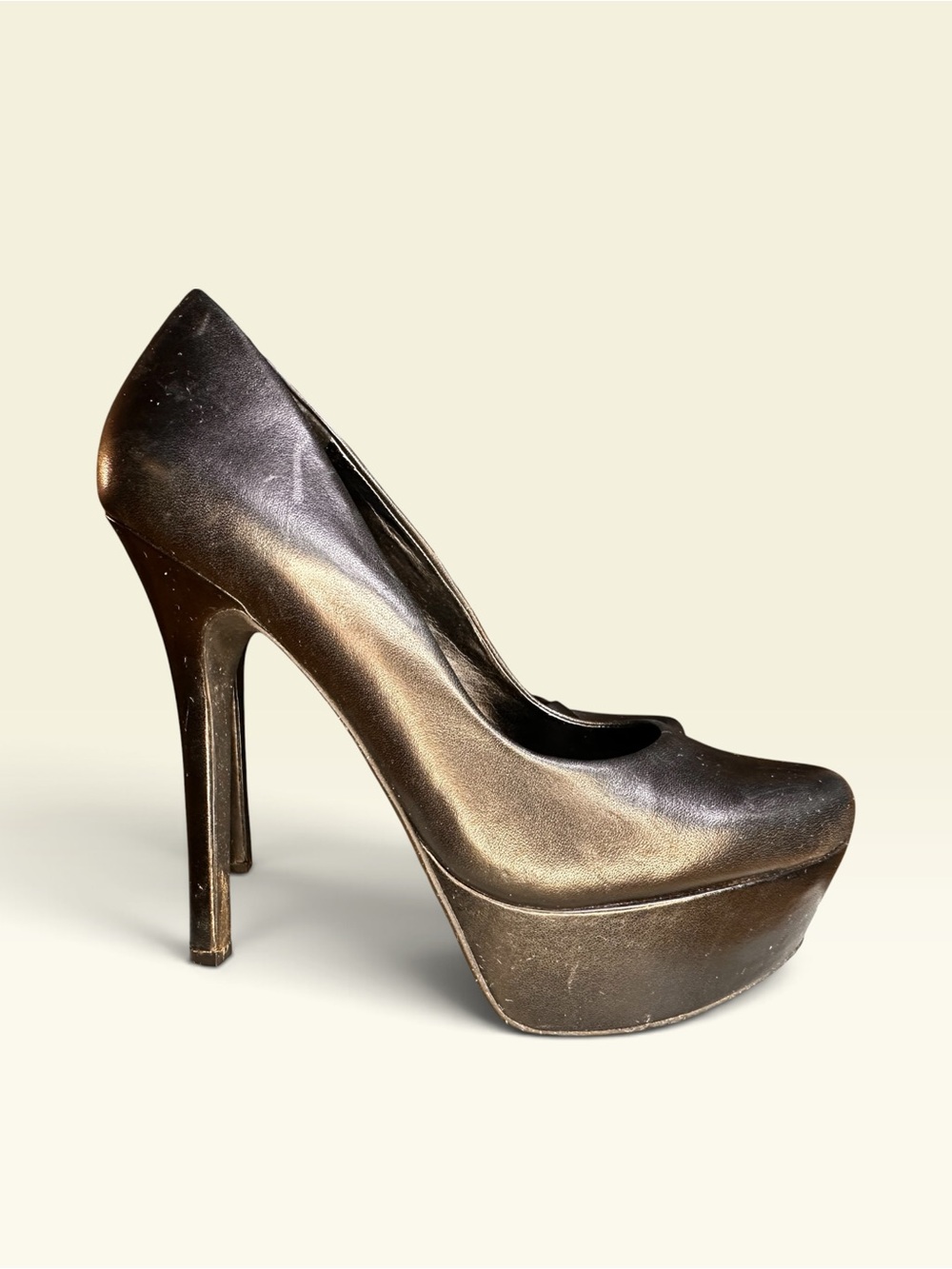 Jessica Simpson Black Leather Waleo Stiletto Pumps Heels 8.5M 2010s